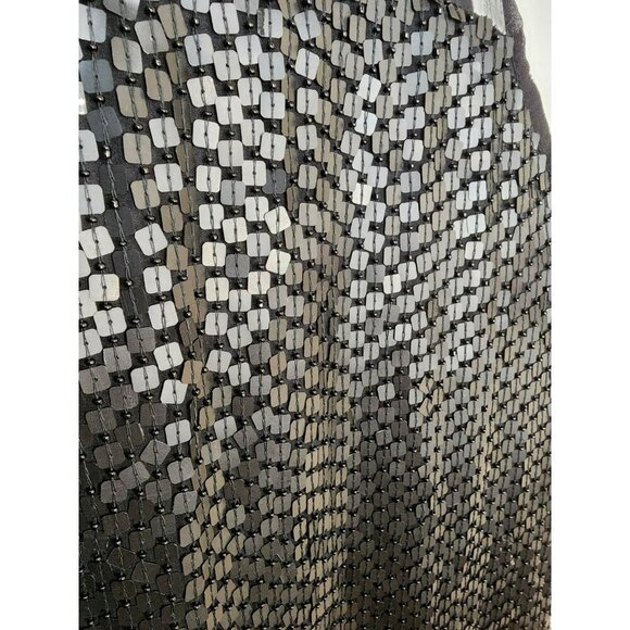 NWT Parker Carson Combo Silk Chiffon Sequin Embellished Black Tank Dress Sz L - Picture 5 of 6